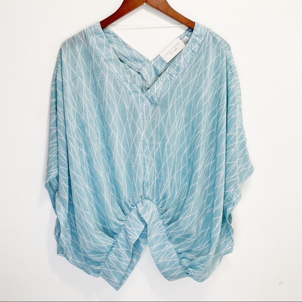 Anthropologie Elizabeth Crosby Blue Dolman Sleeve Semi Sheer Blouse Large